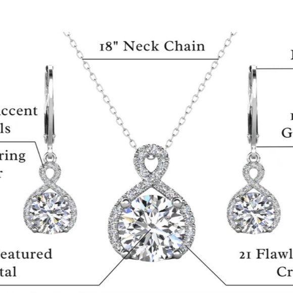 Cate & Chloe - Alessandra 18k white gold plated infinity set - Picture 2 of 4